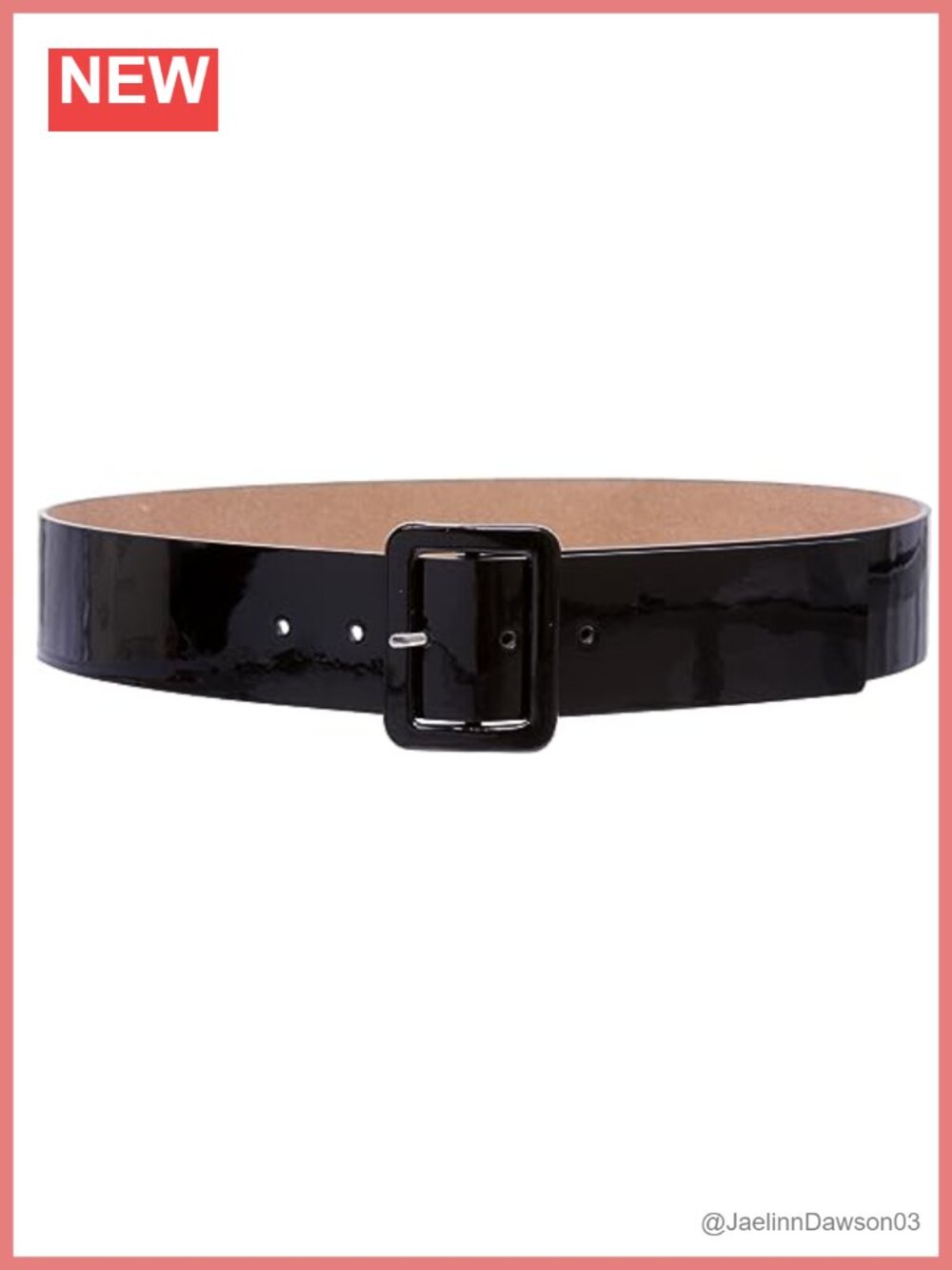 Wide Patent Leather Square Buckle Belt High Waist Fashion